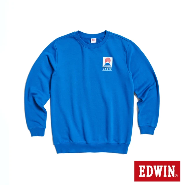 EDWIN 男女裝 東京散策系列 富士山LOGO長袖T恤(藍色)