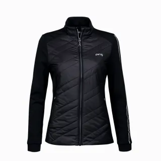 【PING】女款異素材配色防風防潑水鋪棉外套-黑(蓄熱保溫/GOLF/高爾夫/RC23215-88)