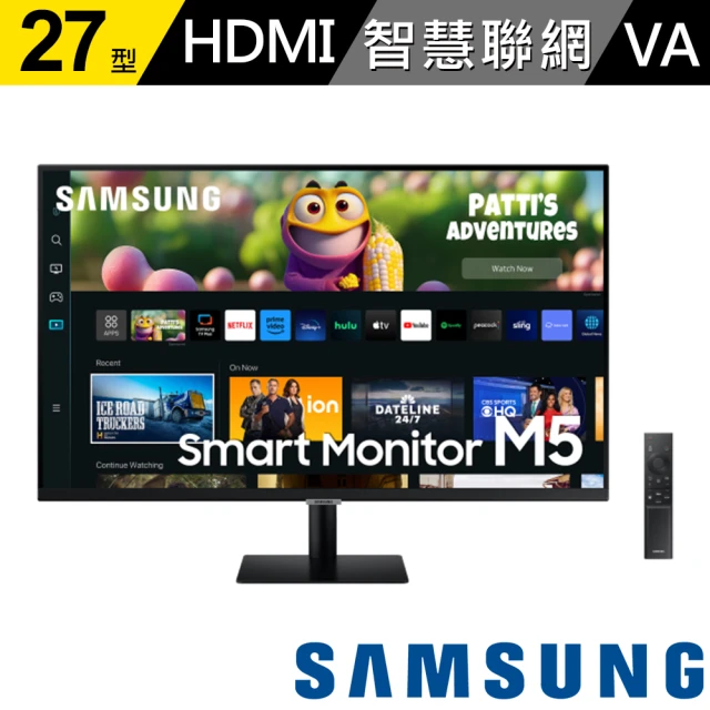 SAMSUNG 三星SAMSUNG 三星 S27CM500EC M5 27型 VA 60Hz 智慧聯網螢幕(內建喇叭/4ms/HDR10/附遙控器)