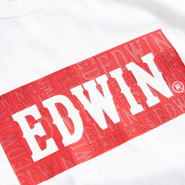【EDWIN】男裝 經典大紅標LOGO短袖T恤(米白色)