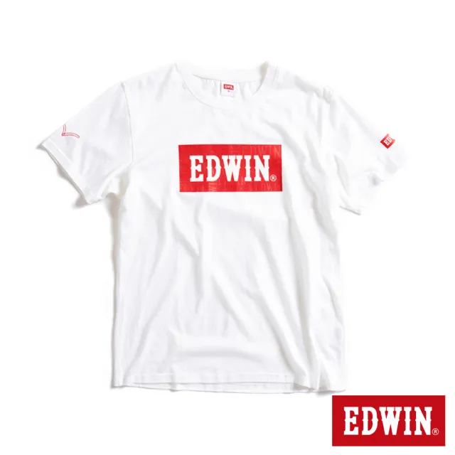 【EDWIN】男裝 經典大紅標LOGO短袖T恤(米白色)