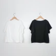 【MOSS CLUB】異材質布料剪接圓領短袖上衣(黑 白)