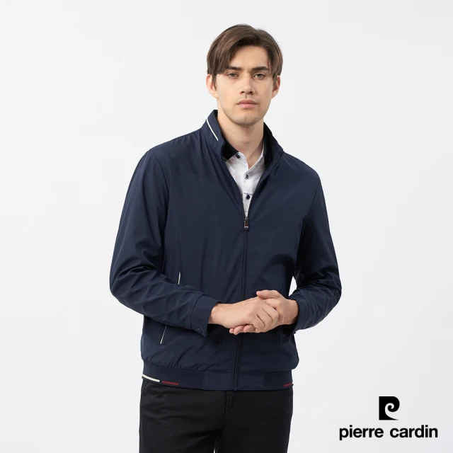 pierre cardin 皮爾卡登 商務休閒 男款 都會休閒立領薄夾克外套-丈青色(5235602-38)