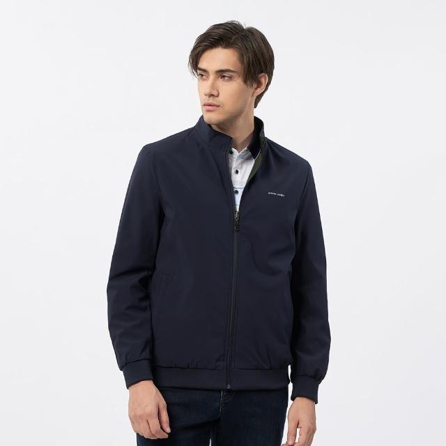 【pierre cardin 皮爾卡登】休閒服飾 男款 都會休閒立領薄夾克外套-丈青色(5235603-38)
