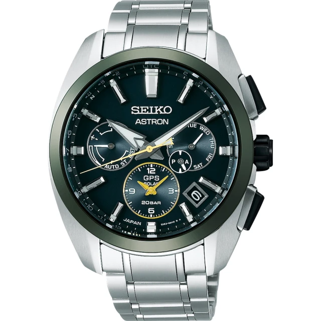 SEIKO 精工 Astron 限量綠陶瓷太陽能GPS鈦金屬手錶-42.8mm 好禮2選1(5X53-0BA0G SSH071J1)