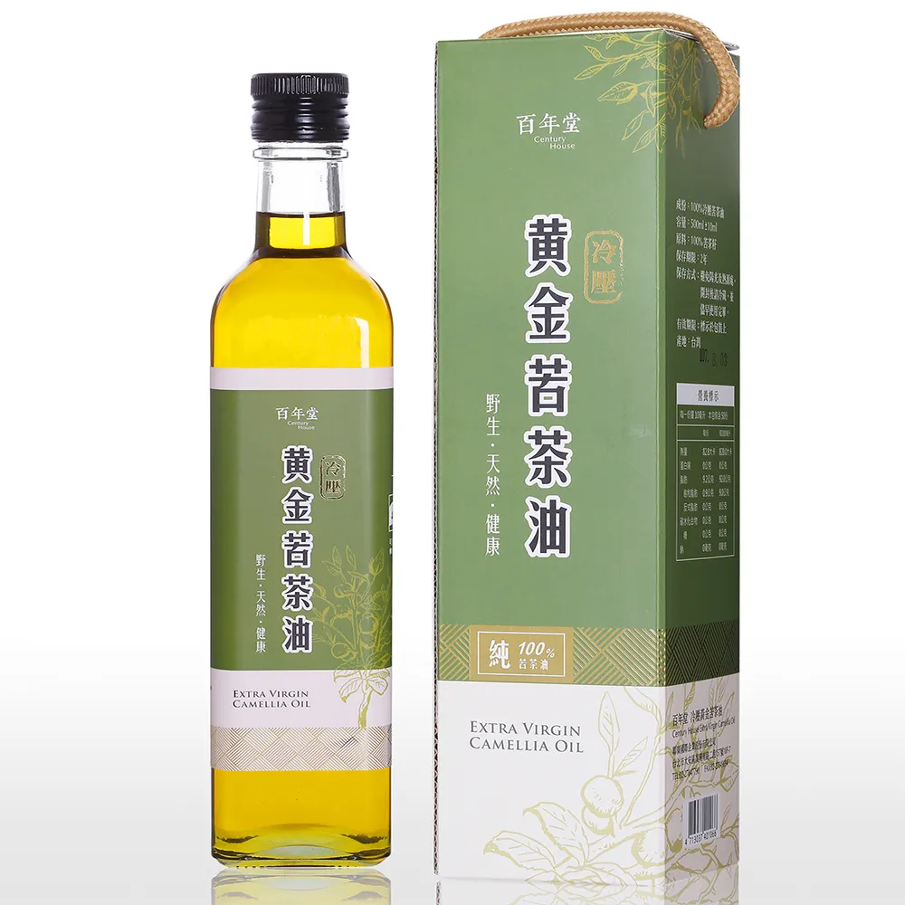 【百年堂】純100%冷壓黃金苦茶油 1罐(特選野生小果苦茶籽)500ml/罐