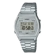 【CASIO 卡西歐】電子錶 不鏽鋼錶帶 可調節式錶扣 50米防水 碼表 LED琥珀色照明(B640WDG-7)