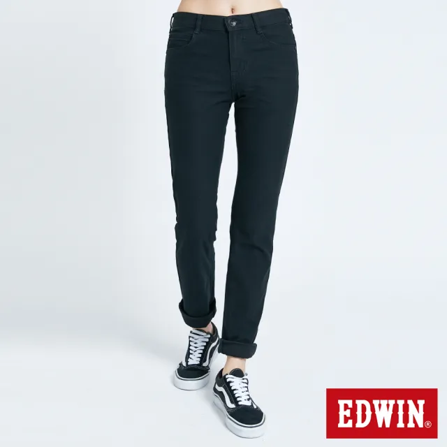 【EDWIN】女裝 JERSEYS EJ3超彈中直筒迦績長褲(黑色)