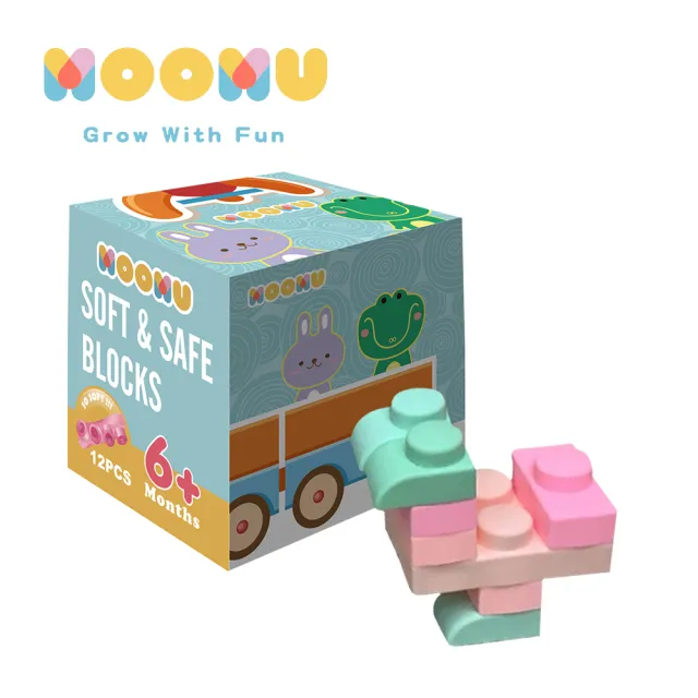 【MOOMU】馬卡龍香草軟積木 12 pcs 盒裝 3入組