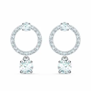 【SWAROVSKI 官方直營】Constella 大圈耳環 圓形切割 白色 鍍白金色