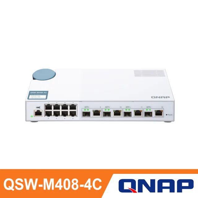 【QNAP 威聯通】QSW-M408-4C 12埠 L2 Web 10GbE交換器(管理型)