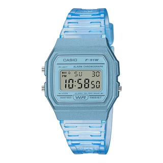 【CASIO 卡西歐】果凍材質系列 電子錶 小巧簡約錶面 樹脂錶帶 防水 LED照明(F-91WS-2)