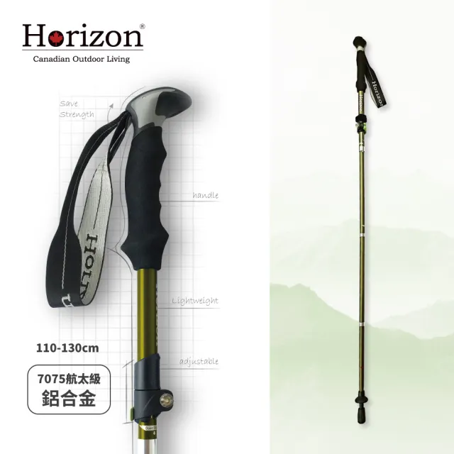 【Horizon 天際線】輕量鋁合金折疊登山杖-兩入組(三折/輕便好收納/不占空間)
