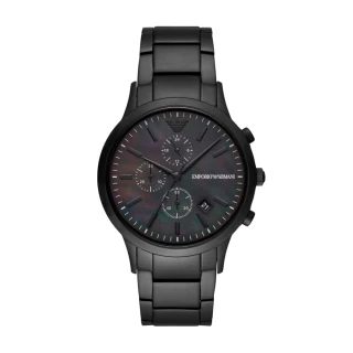 【EMPORIO ARMANI】前衛潮流黑鋼計時腕錶43mm(AR11275)