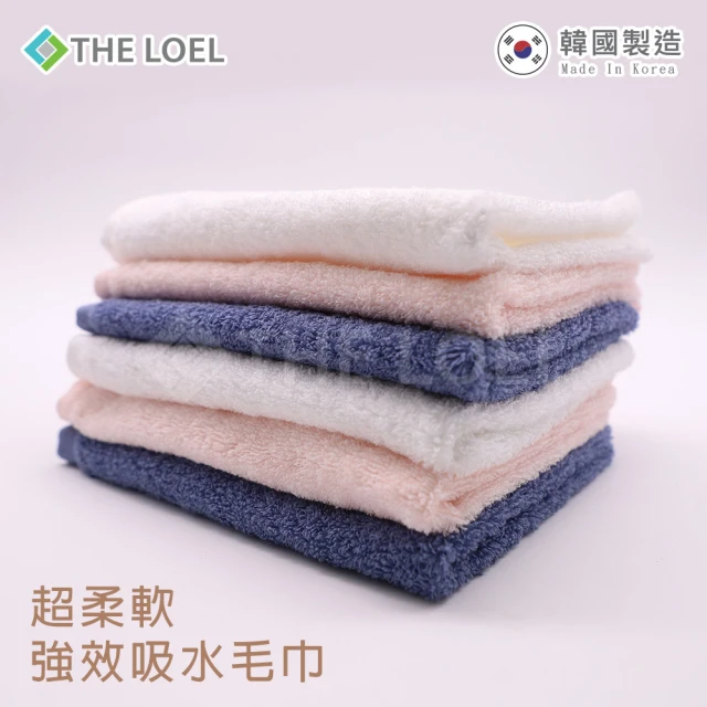 【THE LOEL】韓國精梳紗超吸水洗臉巾(經典藍/珍珠白/櫻花粉)