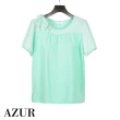 【AZUR】花落翩翩立體雕花針織上衣-冷綠