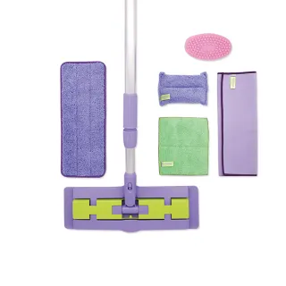【Catchmop】清潔豪華5入組(拖把組+廚房用抹布+玻璃用抹布+海棉+贈矽膠刷)