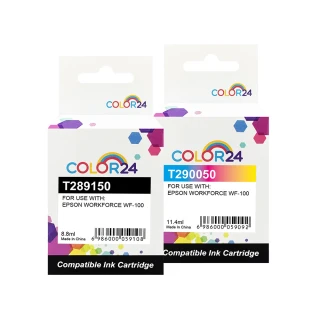 【Color24】for EPSON 1黑1彩組 T289150+T290050/NO.289+NO.290 相容墨水匣(適用 WorkForce WF-100)