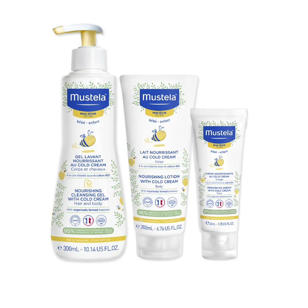 【Mustela 慕之恬廊】慕之幼 高效全護組(高效雙潔乳300ml+高效潤身乳200ml+高效面霜40ml)