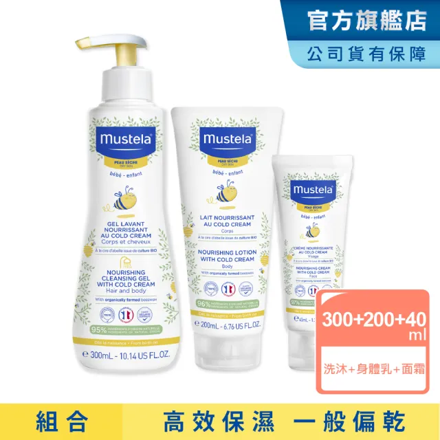 【Mustela 慕之恬廊】慕之幼 高效全護組(高效雙潔乳300ml＋高效潤身乳200ml＋高效面霜40ml)