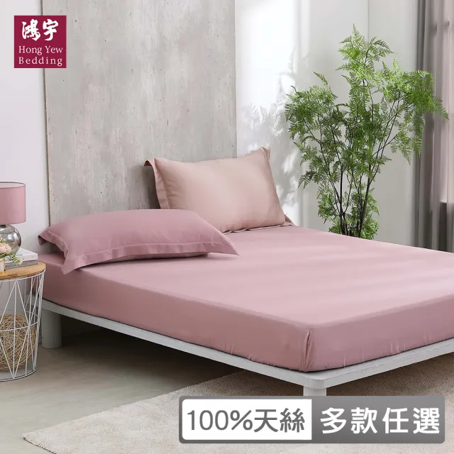 【HongYew 鴻宇】台灣製100%天絲 床包枕套組 加大 素色(多款 60支/300織)