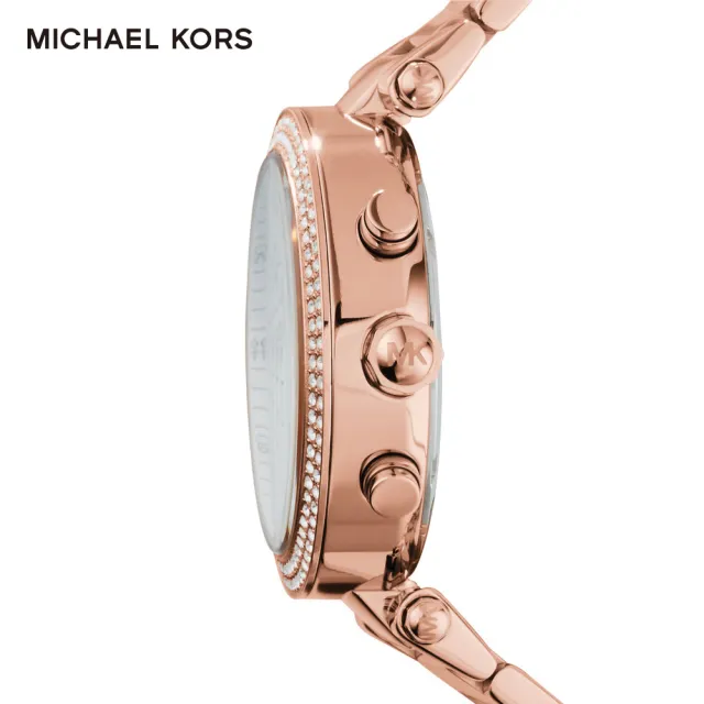 【Michael Kors 官方直營】Parker 三眼計時晶鑽女錶 玫瑰金不鏽鋼鍊帶 手錶 39MM MK5491