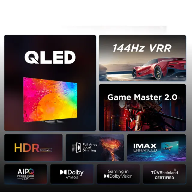 【TCL】85型 4K QLED 144Hz Google TV 量子智能連網顯示器(85C745-基本安裝)