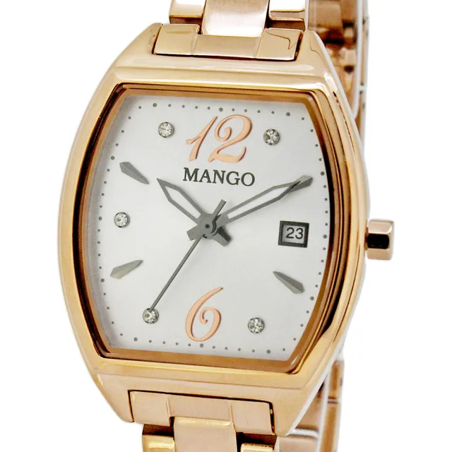 【MANGO】典雅時光酒桶型腕錶-MA6760L-80R(玫瑰金/白面-26mm)