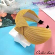 【卡樂熊】韓版蕾絲百摺扭結造型寬版髮箍(三色)
