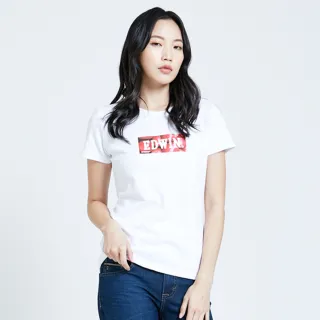 【EDWIN】女裝 超市 清涼節能水果LOGO短袖T恤(白色)