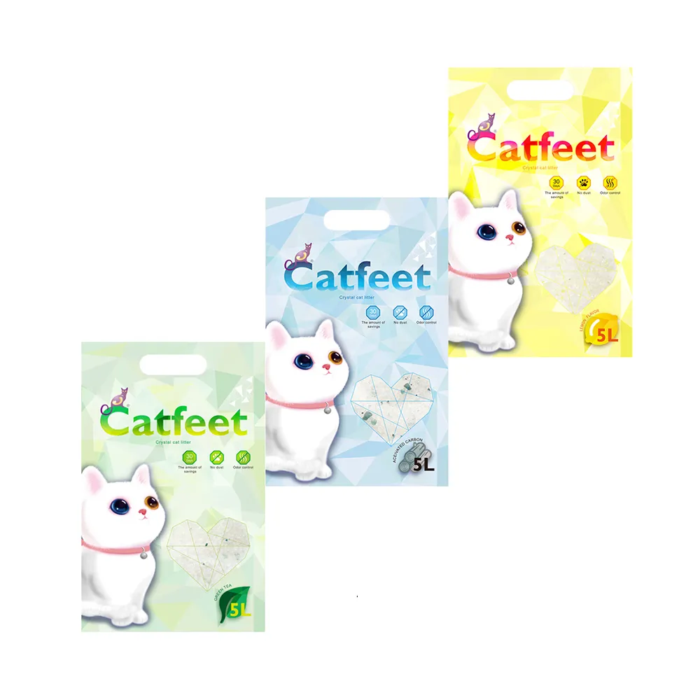 【CatFeet】除臭 水晶貓砂系列 5L 活性碳/綠茶/檸檬(六包組)