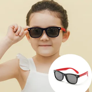 【ALEGANT】兒童專用豔陽紅中性輕量彈性太陽眼鏡飛行員偏光墨鏡(時尚UV400飛行員款偏光墨鏡)