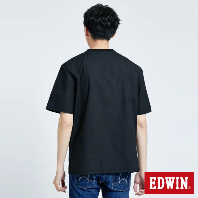 【EDWIN】男裝 EFS 微彈寬版貼袋短袖T恤(黑色)