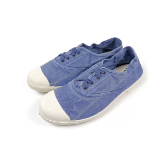 【Natural World】經典素面刷色綁帶手工帆布鞋 天藍色(102E-LBU)