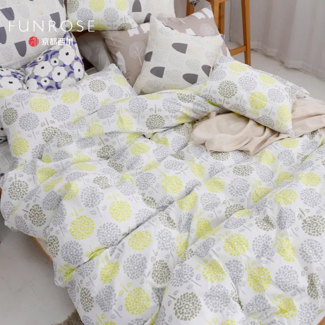 【京都西川】100%純棉 四件式薄被套床包枕套組 朵朵小花(加大)