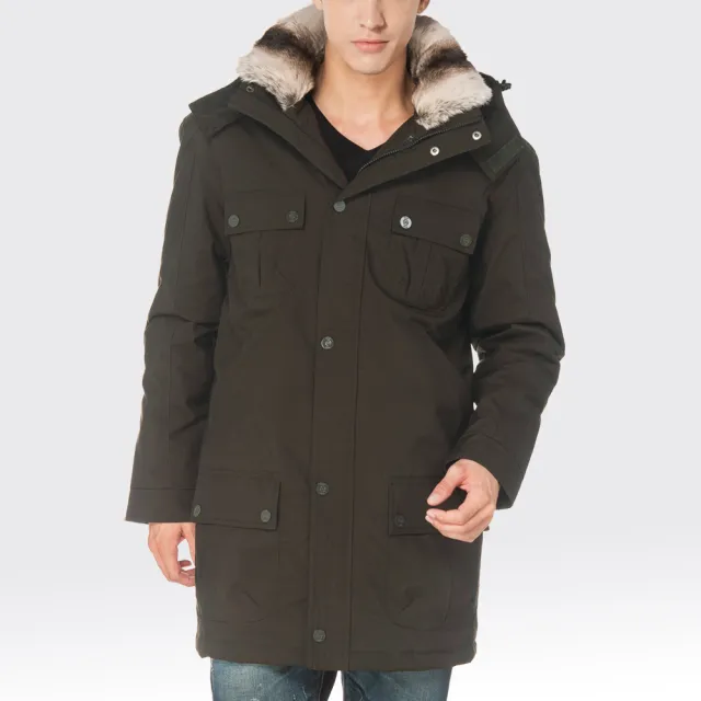 【SAMLIX 山力士】JIS90%男防潑水保暖羽絨大衣外套#682(黑色.墨綠)