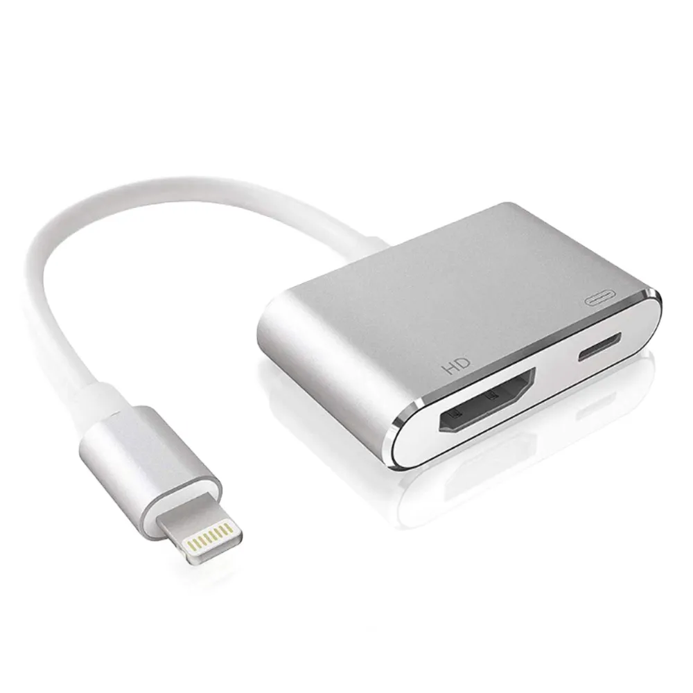 【AILEC】iPhone Lightning 轉HDMI 數位影音轉接線 鋁合金版(蘋果 APPLE 手機高清影像輸出加充電)