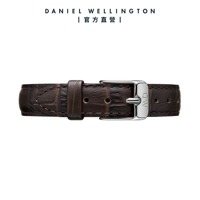 【Daniel Wellington】DW 錶帶 Petite York 黑棕壓紋真皮錶帶(DW00200152)