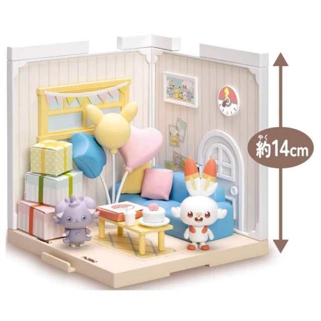 TAKARA TOMY Pokepeace House 寶可夢小屋 休息室 炎兔兒＆妙喵 場景盒玩 組合屋