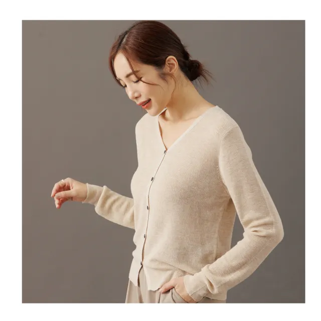 R.neTs 韓系百搭寬鬆V領細針織小外套