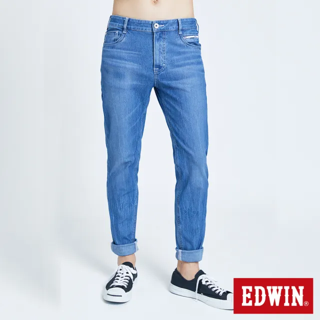 【EDWIN】男裝 JERSEYS 迦績 超彈錐形褲(石洗藍)