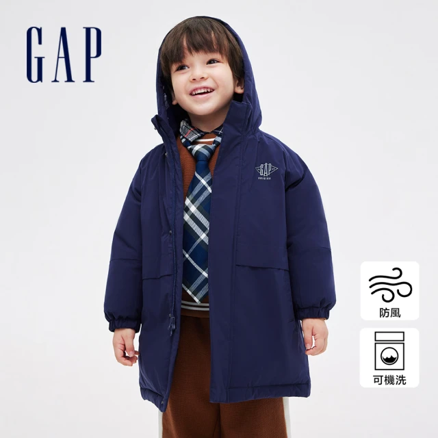 GAPGAP 男幼童裝 Logo連帽羽絨外套-海軍藍(836621)