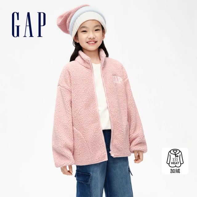 GAP 女童裝 Logo連帽羽絨外套-粉色(837226) 