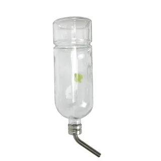 【LIXIT】45度玻璃飲水瓶780cc(附彈簧掛繩/鸚鵡鳥鼠兔類/鋼管/雙珠出水//防咬)