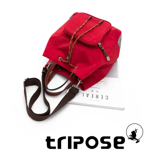 【tripose】漫遊系列岩紋手提斜背水桶包(番茄紅)