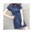 【A3】春夏款-V領牛仔棉洋裝(寬鬆舒適 狂銷回饋)