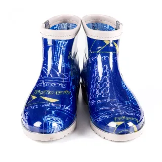 【Sanho 三和牌】MIT新素雅百搭短雨鞋/雨靴 休閒防水鞋(城市藍/台灣製造  現貨)