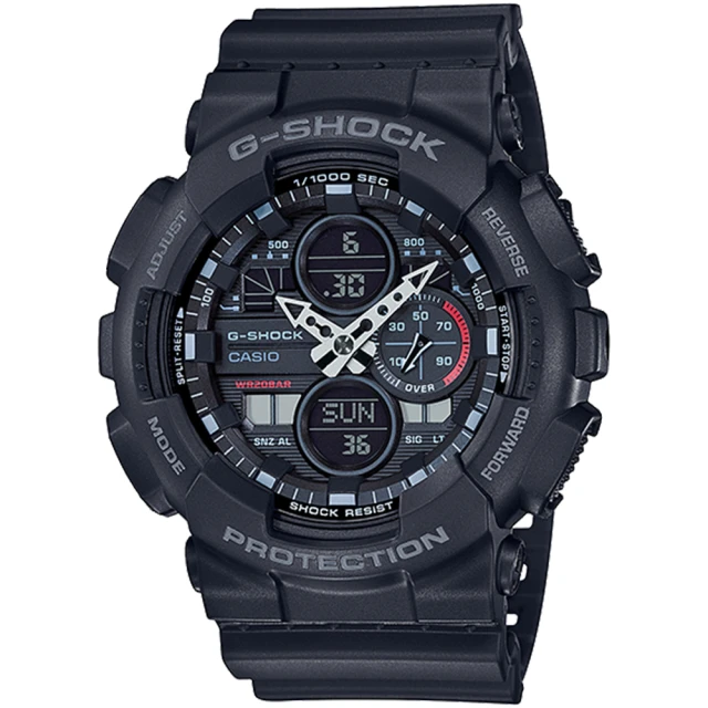 【CASIO 卡西歐】G-SHOCK 復古音響風格雙顯手錶(GA-140-1A1)
