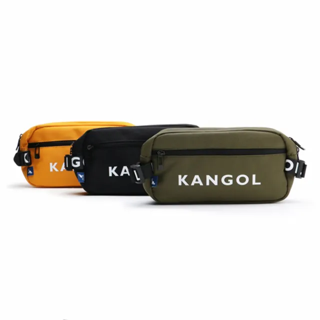 【KANGOL】雙11 腰包 斜背包 側背 黑 黃 綠 三色 可調式 多功能(60253012-)