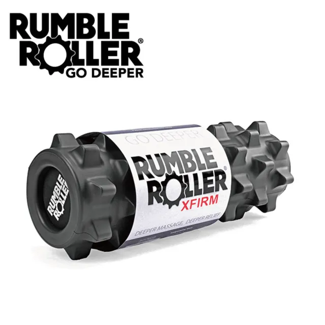 【Rumble Roller】深層按摩滾輪 贈背帶 狼牙棒 短版31cm 強化版硬度(瑜珈柱 按摩滾筒 筋膜放鬆 瑜珈滾筒)